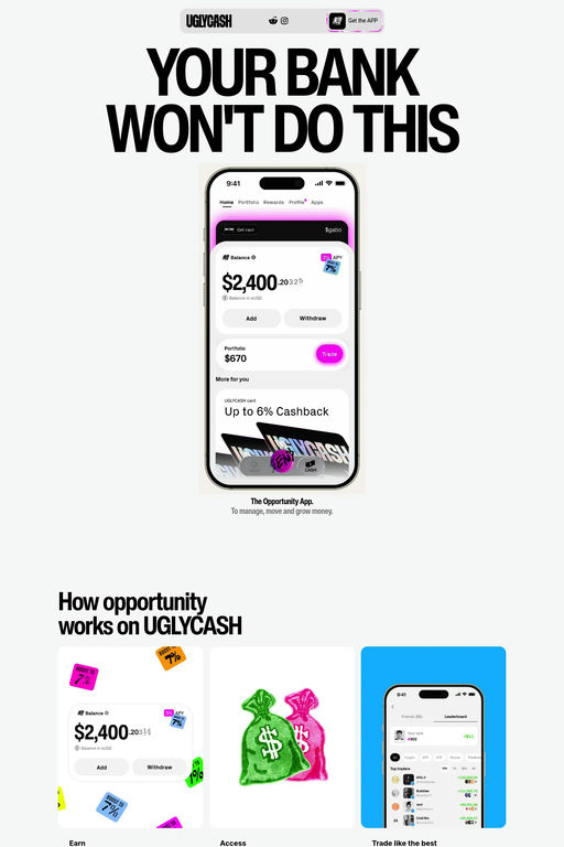 UGLYCASH website screenshot