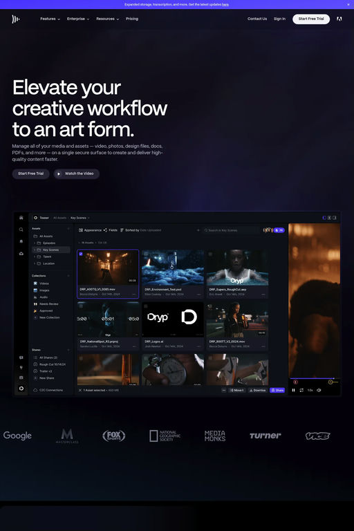 Frame.io website screenshot