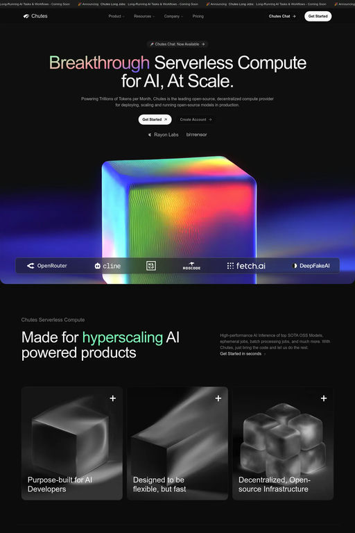 Chutes website screenshot