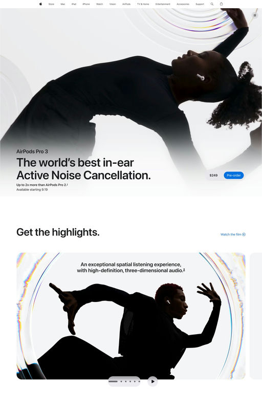 AirPods Pro 3 website screenshot