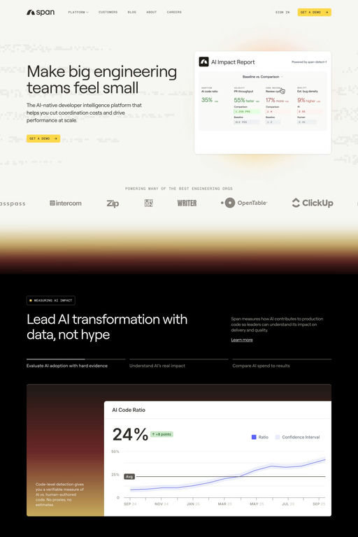 Span website screenshot