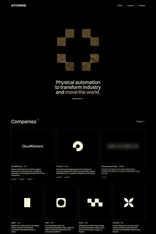 Atoms website screenshot