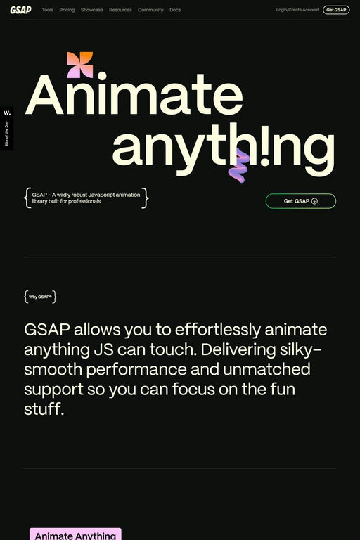 GSAP website screenshot