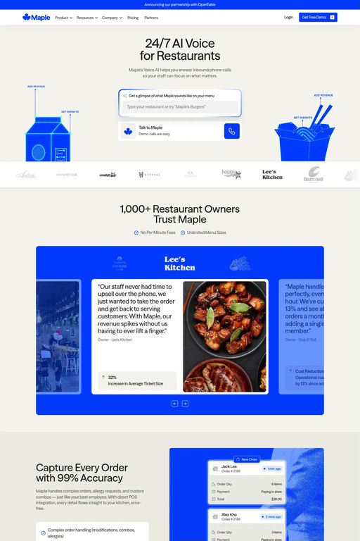 Maple website screenshot