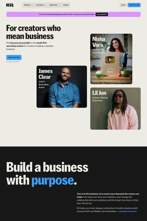 Kit website screenshot