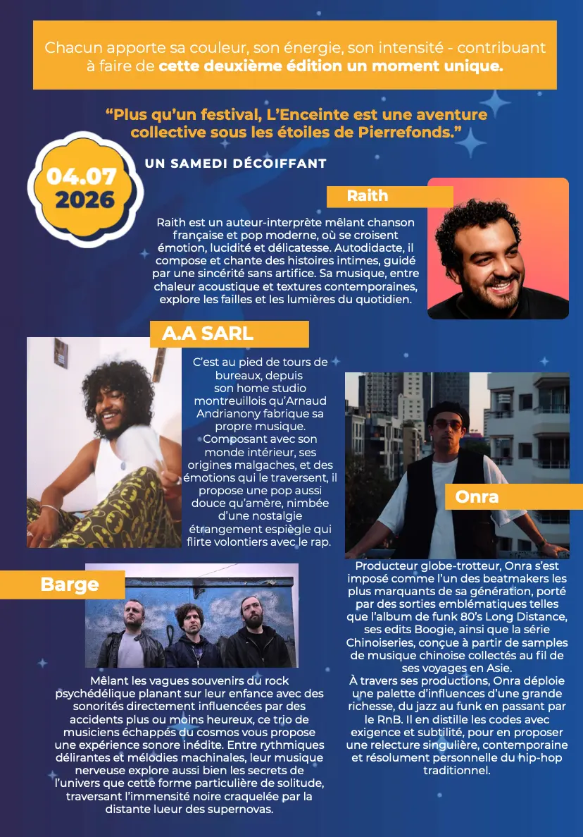 L'Enceinte Festival revient à Pierrefonds les 3, 4 et 5 juillet 2026 - Image 2