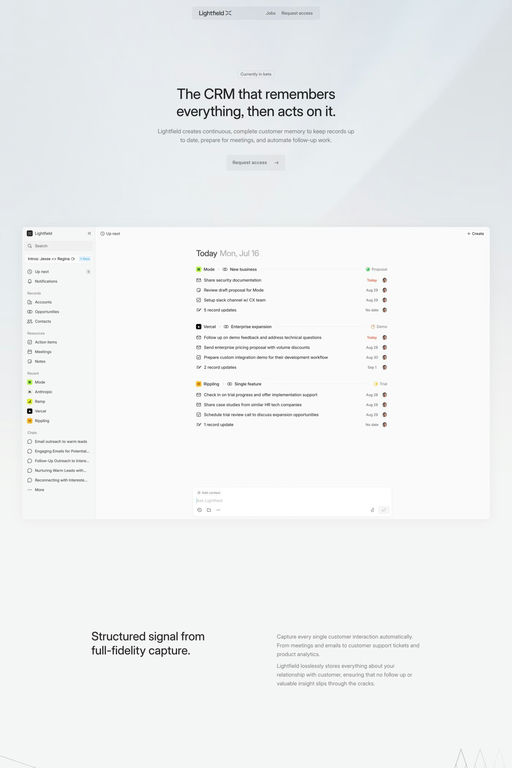 Lightfield website screenshot