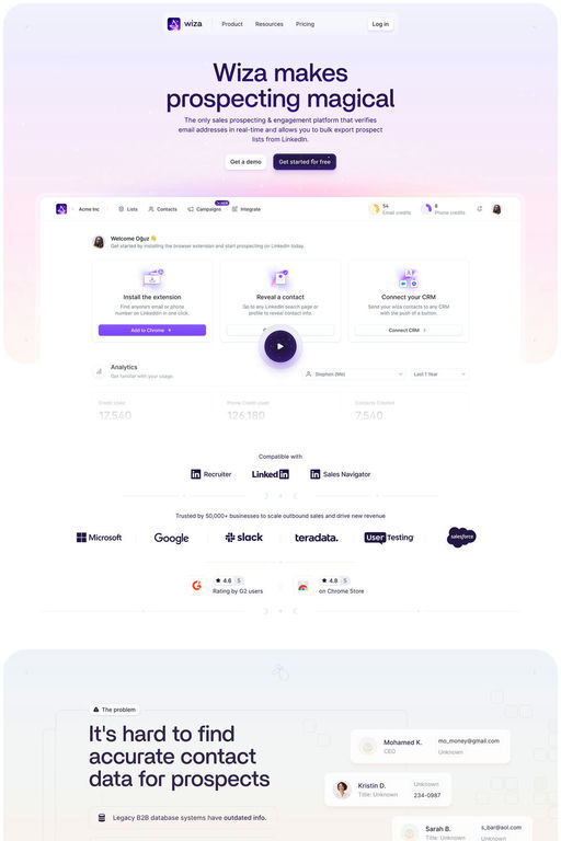 Wiza website screenshot