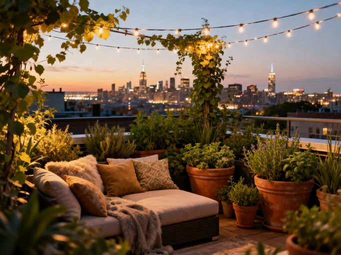 Rooftop Garden at Twilight