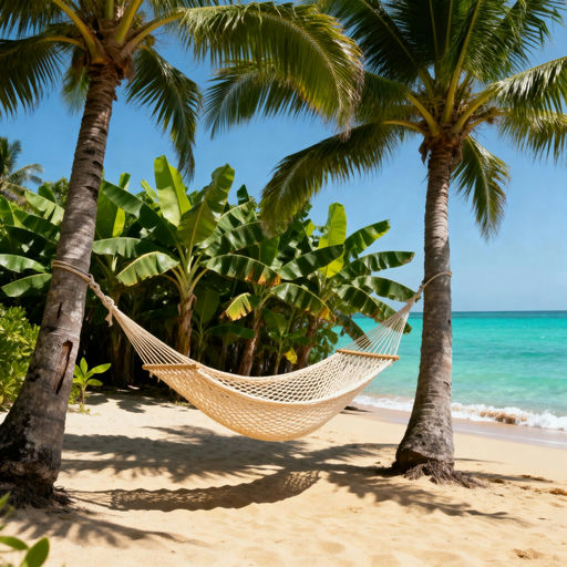 Hammock Between Tropical Palm Trees