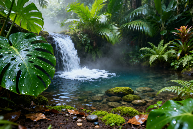 Tropical Waterfall Clear Pool