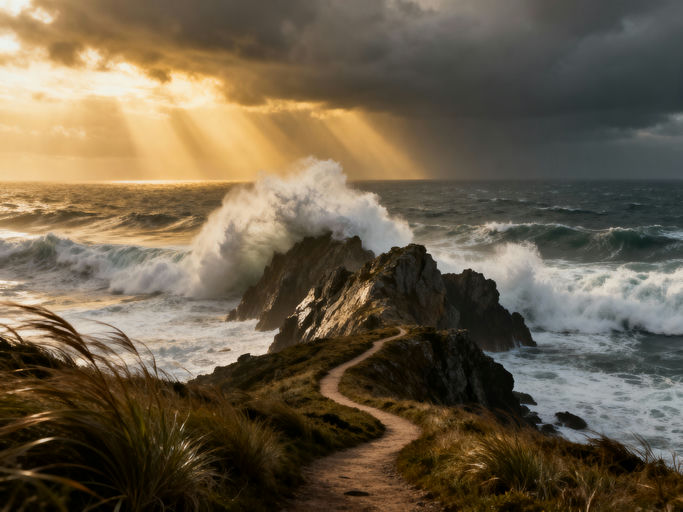 Dramatic Windswept Ocean Cliffside
