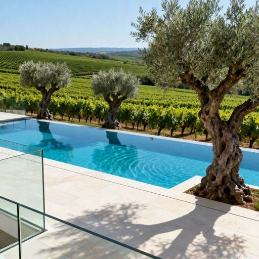 Minimalist Pool Overlooking Vineyards