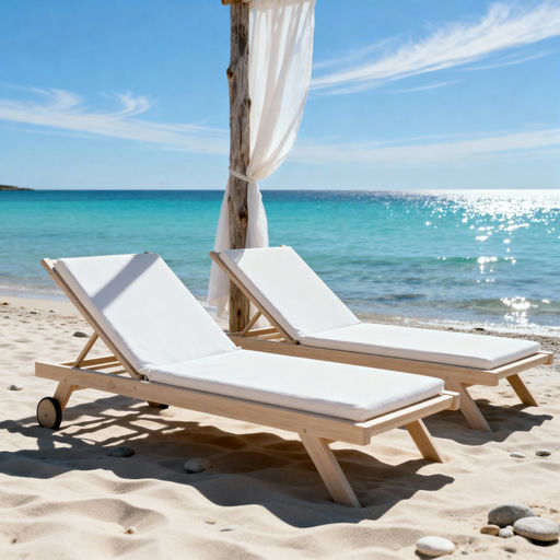 Minimalist Loungers Ibiza Beach Scene