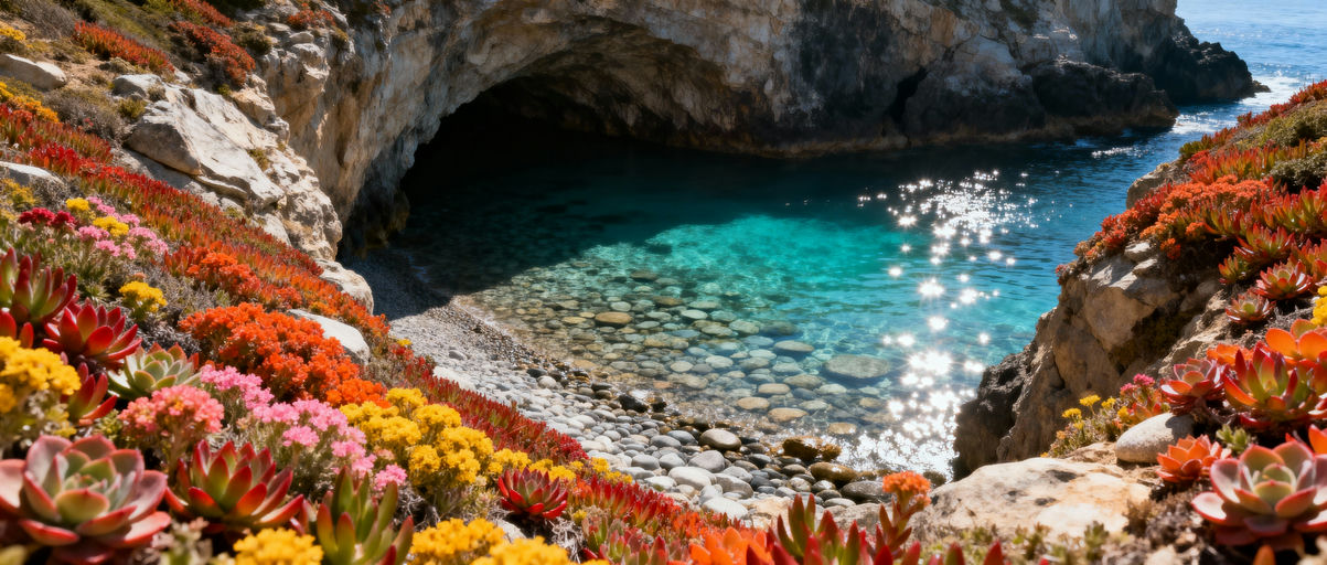 Hidden Cove Succulent Coastal Scene