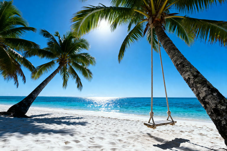 Tropical Beach Palm Tree Swing