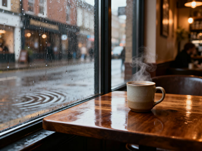 Rainy Day Coffee Shop Corner