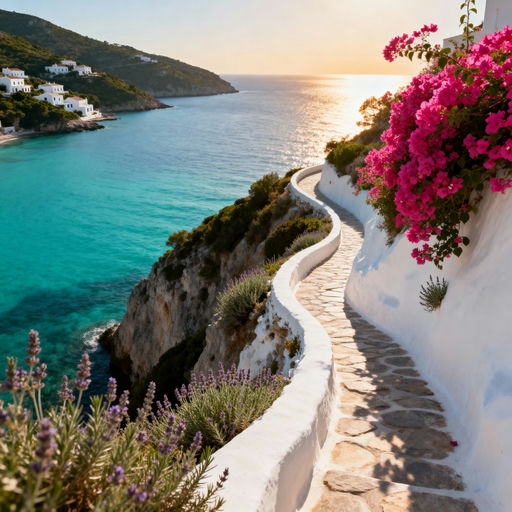Cliffside Path, Turquoise Sea