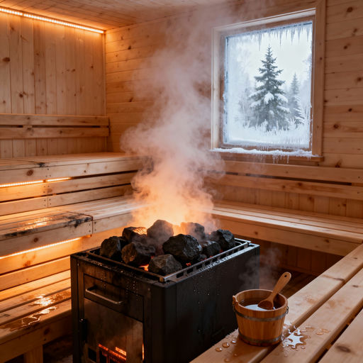 Cozy Sauna Snowy Landscape