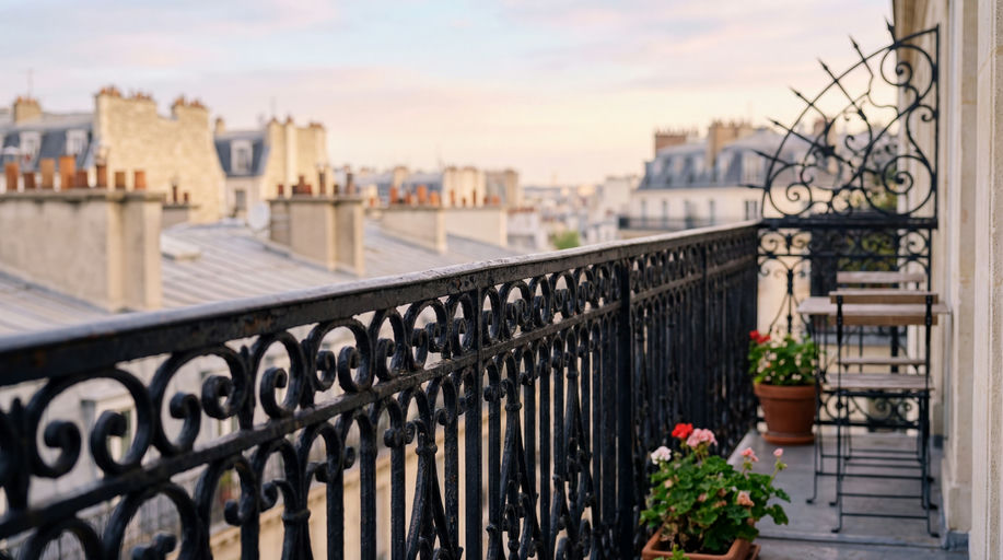 Parisian Balcony Morning Rooftop View