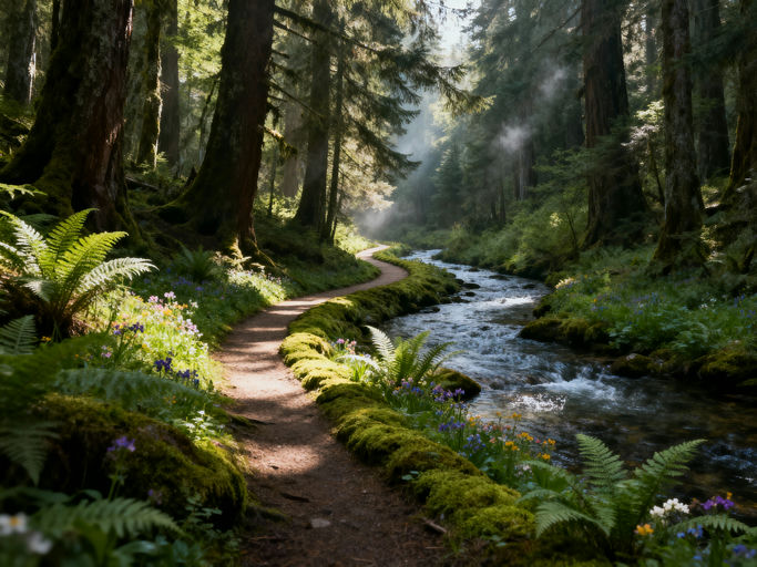 Ancient Forest Moss Covered Path