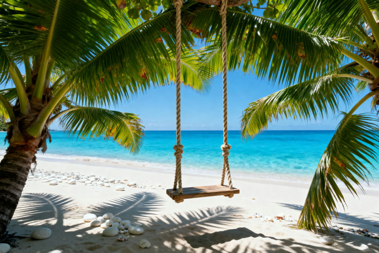 Tropical Beach Palm Tree Swing
