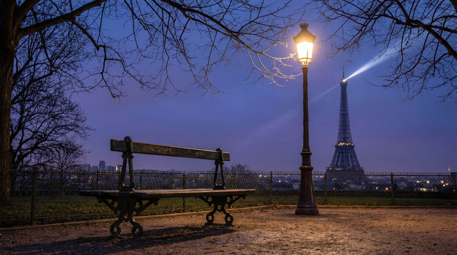 Parisian Garden Eiffel Tower Night