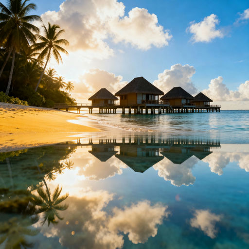 Overwater Bungalows Reflecting Sky