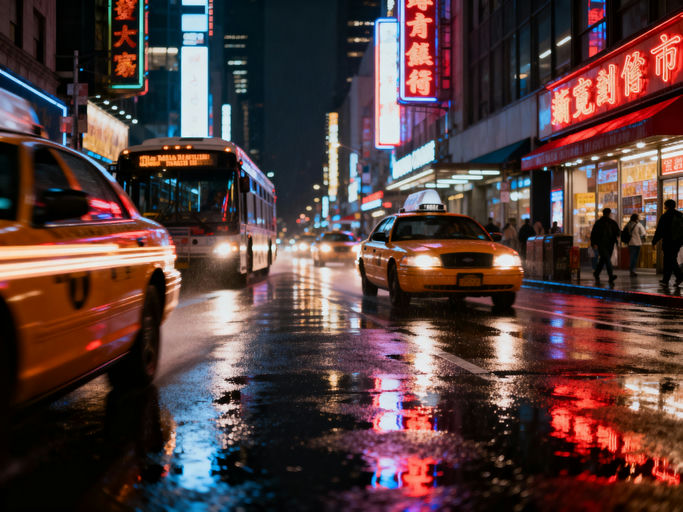 Night City Street Neon Lights