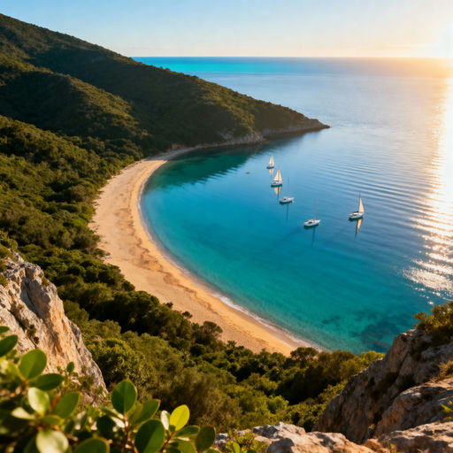 Sun-Drenched Cliff Turquoise Bay View