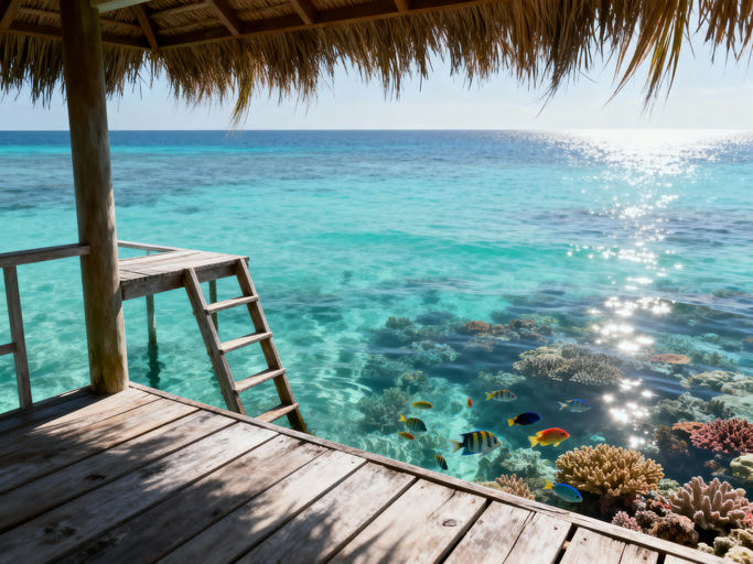 Overwater Bungalow Deck Turquoise Ocean