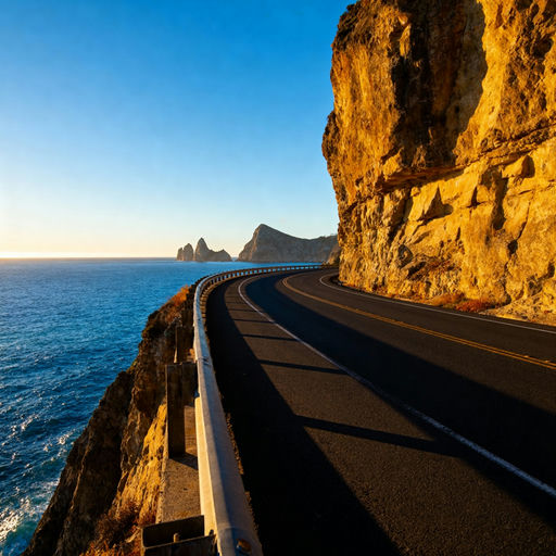 Coastal Highway Golden Hour Ocean