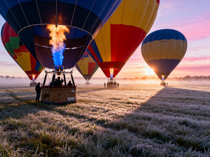 Hot Air Balloon Dawn Field