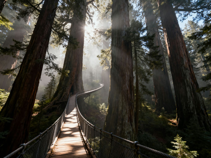 Redwood Canopy Wooden Walkway View