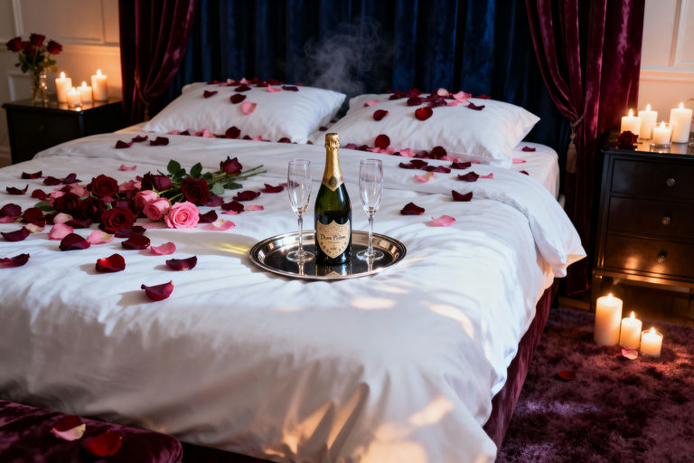 Romantic Rose Petal Bed