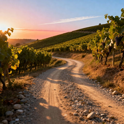 Picturesque Vineyard Road Afternoon