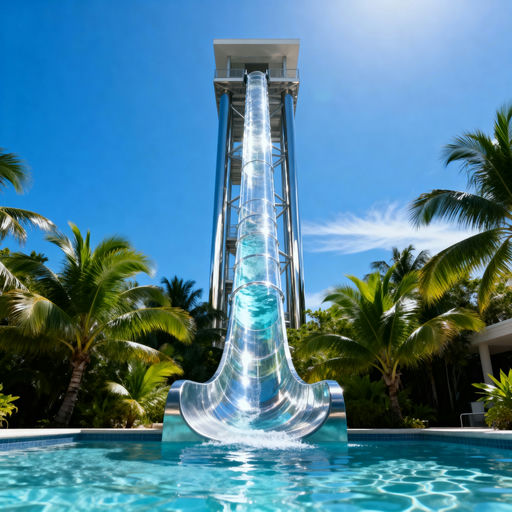 Architectural Waterslide Clear Blue Sky