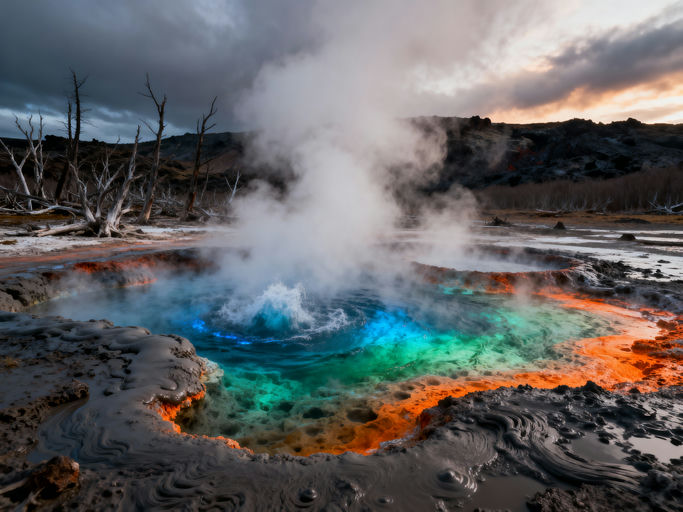 Geothermal Hot Springs Landscape
