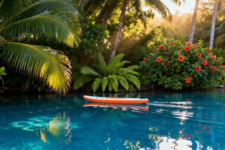Calm Tropical Lagoon Paddleboard Scene