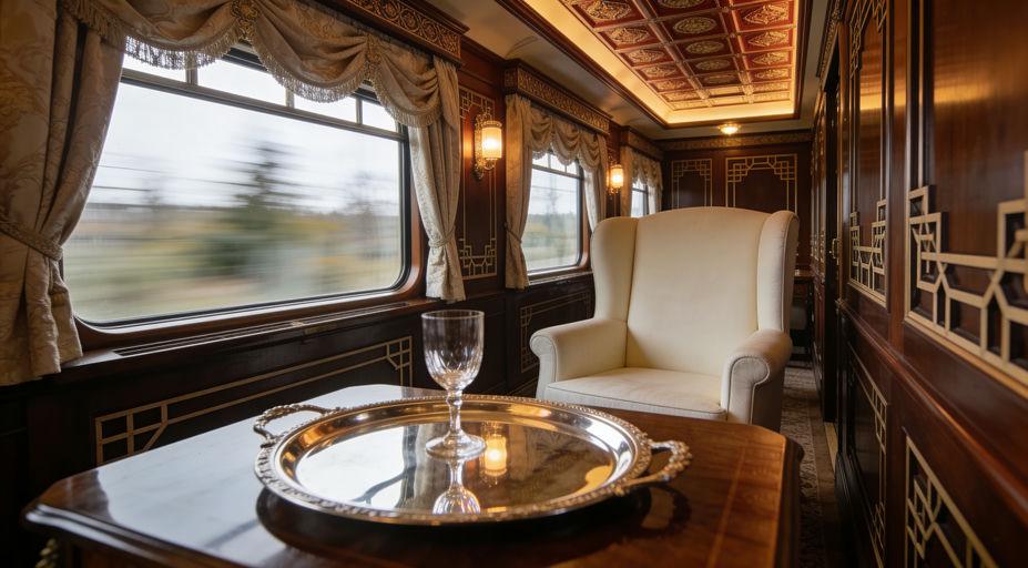 Luxurious Train Car Reflection Moment