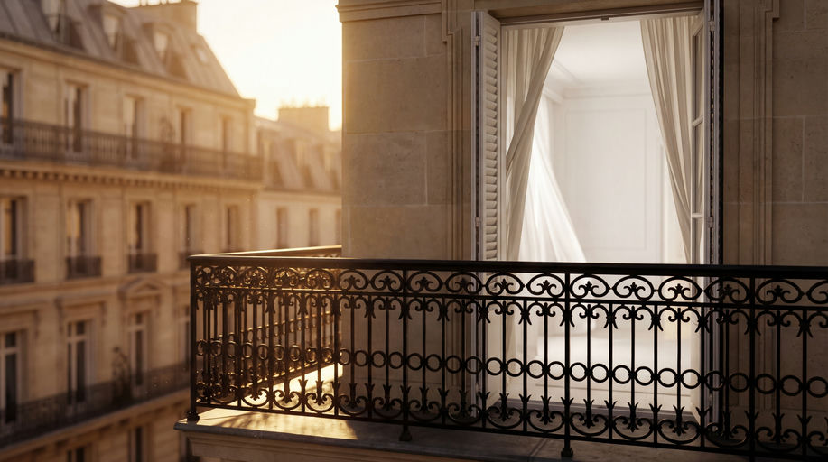 Parisian Balcony Golden Hour View