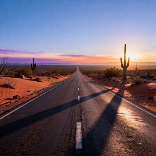 Desert Highway Sunrise Horizon