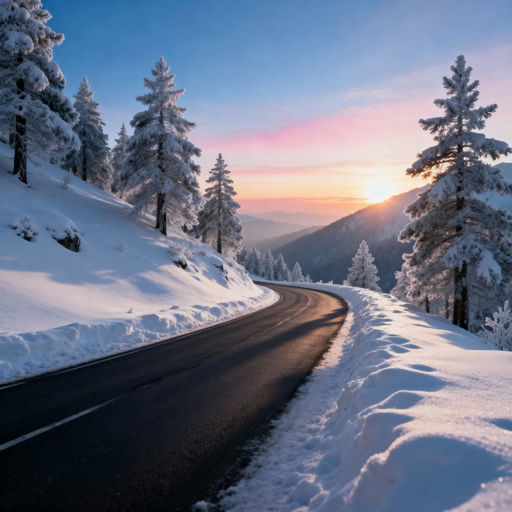 Sunrise on Snowy Mountain Road