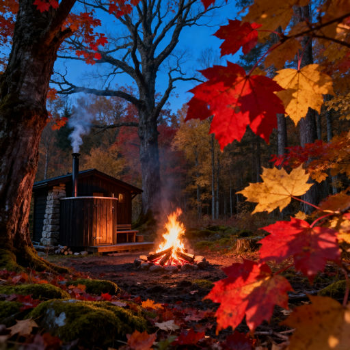 Autumn Sauna in Golden Forest