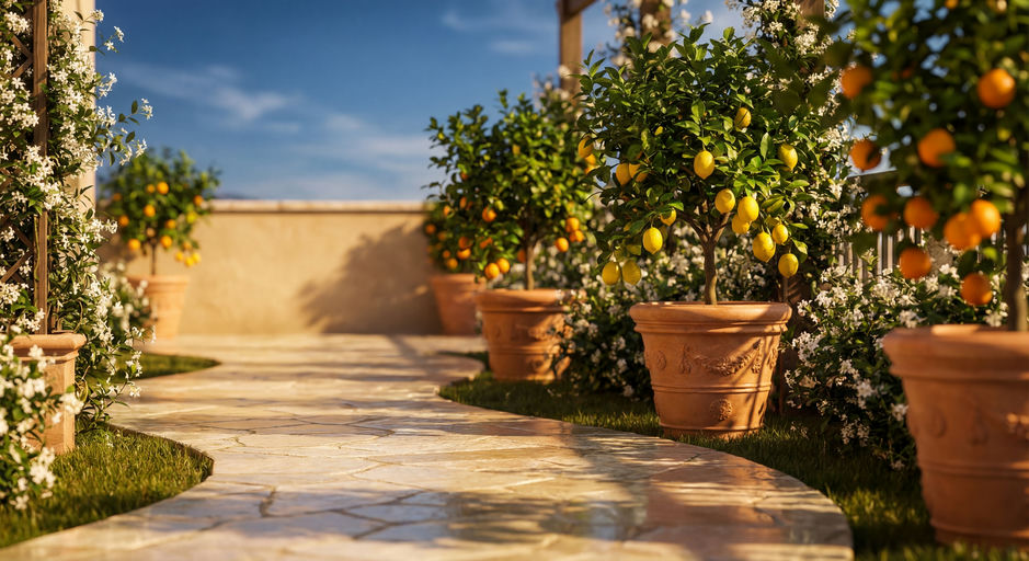 Sun-Soaked Resort Terrace Path
