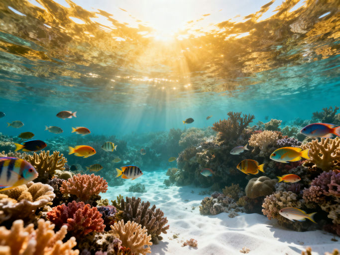 Vibrant Coral Reef Shallow Water