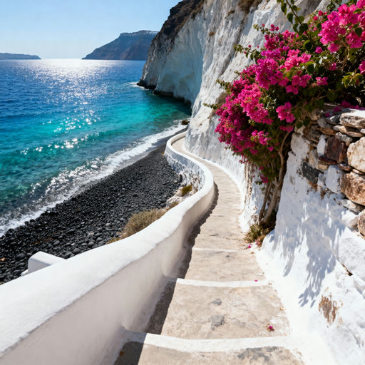 Aegean Cliffside Bougainvillea Path