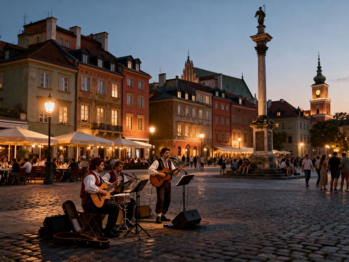 Warsaw Old Town Market at Dusk