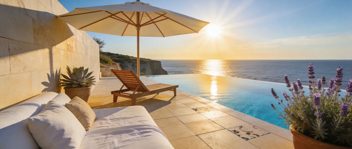 Luxury Cliffside Golden Hour Terrace