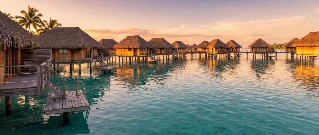 Tropical Overwater Bungalow Sunset